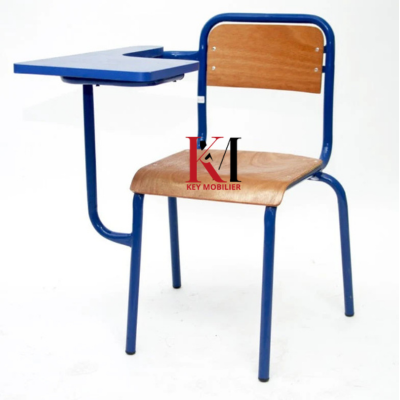 Chaise semi métallique avec tablette écritoire Fixe en Bois Réf. A0933