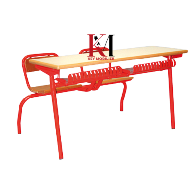 Pupitre scolaire biplace avec casier perforé A0133