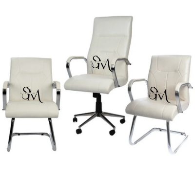 Ensemble de Fauteuil TONINO BLANC  en similicuir Réf A0925